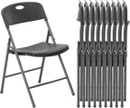 DUMOS 10 Pack Folding Chairs Heavy Duty - Plastic Stackable Portable Dining Chairs Set, Wedding, Party, Patio, Garden, for Indoor Outdoor, for Home and Office, Conference, Black