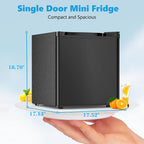 Electactic 1.6 Cu.ft Mini Fridge with Freezer, Compact Single Reversible Door Refrigerator, Adjustable Thermostat, Ultra Quiet, Energy Efficient for Office, Dorm, Bedroom, Apartment -Black