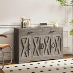 Sideboard Cabinet with Drawers, 47" W Sideboard Buffet Storage Cabinet with Storage for Kitchen, Farmhouse Coffee Bar Cabinets with Shlves and Doors for Hallway, Gray