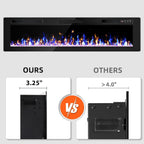 72 Inch Electric Fireplace, Ultra-Thin Fire Places Electric Fireplace Inserts Recessed and Wall Mounted with Remote Control & Touch Screen, 750W/1500W Fireplace Electric Heater with Timer, Multi-Flame