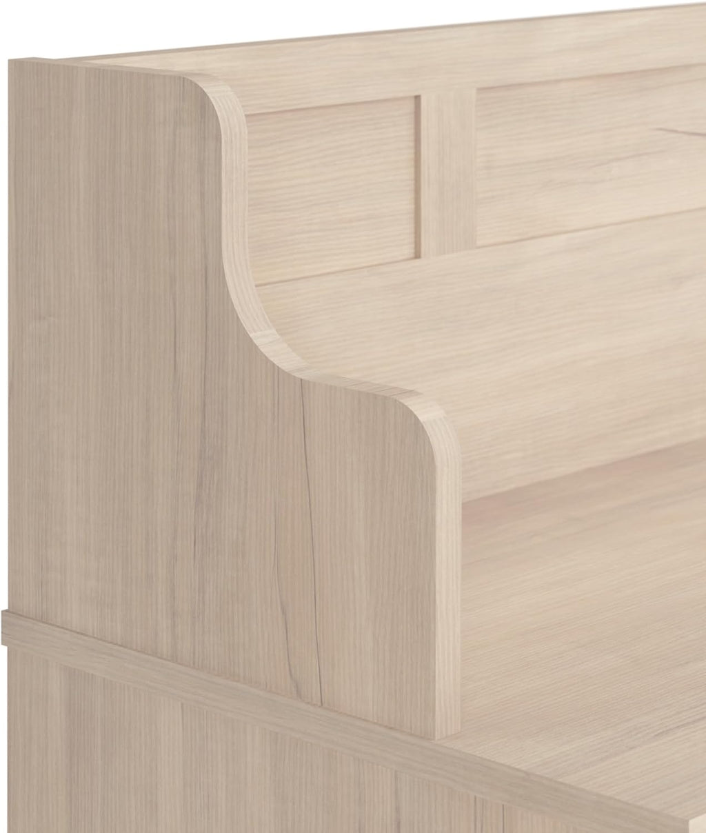 Bush Home Woodland 40W Hall Tree and Shoe Storage Bench with Shelves in White Washed Maple, Cubbies and Coat Hooks for Foyer, Mudroom or Entryway