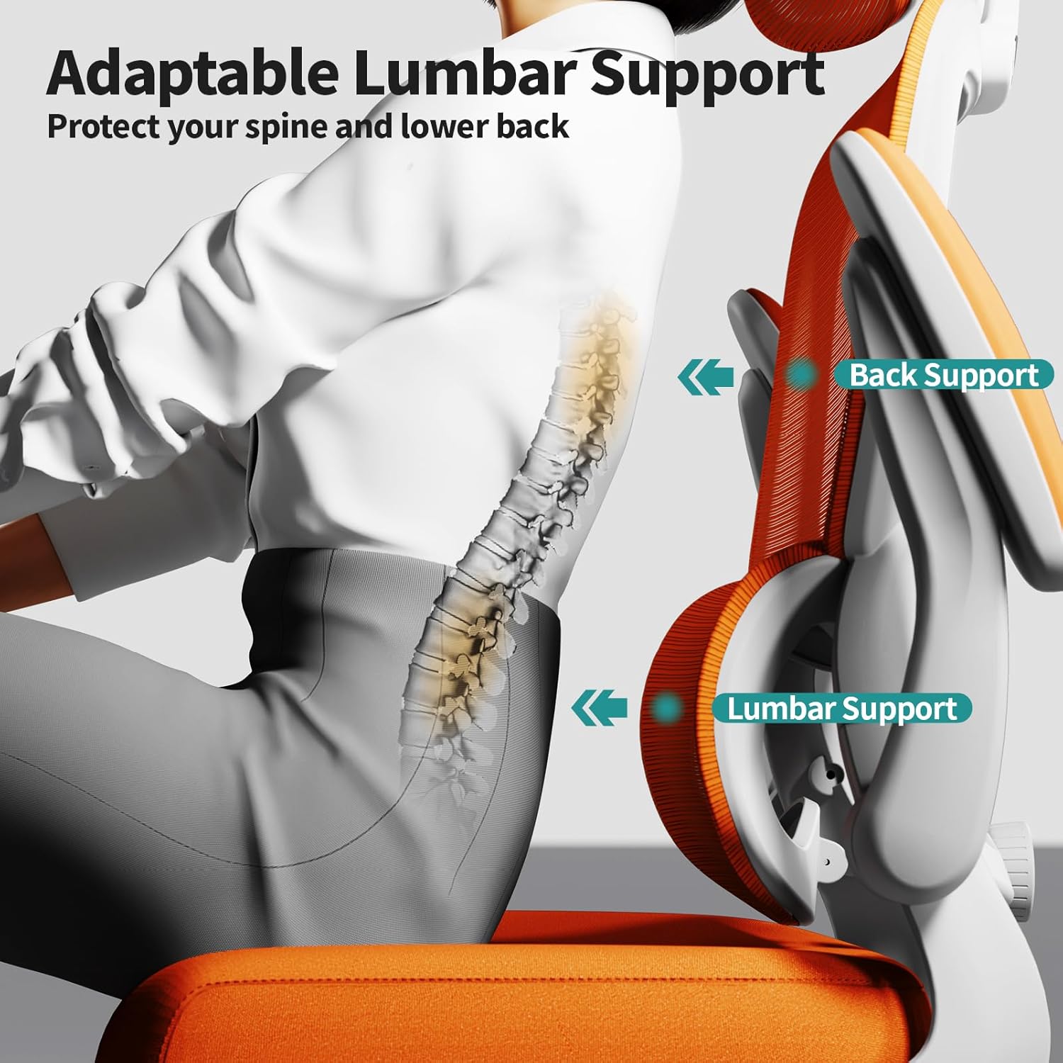 TRALT Office Chair Ergonomic Desk Chair, 330 LBS Home Mesh Office Desk Chairs with Wheels, Comfortable Gaming Chair, High Back Office Chair for Long Hours (Burnt Orange)