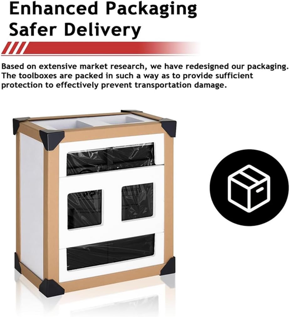 ESL Rolling Tool Chest, 5 Drawers with Big Cabinet, Tool Trolley with 4 Universal Lockable Wheels and Lock Bar, Great Black Tool Cart for Garage Workshop, Sturdy Heavy Duty Tool Storage, Easy Assemble