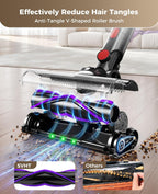 Cordless Vacuum Cleaner, 450W 40KPA Vacuum Cleaners for Home, 45Mins Lightweight Stick Vacuum with Advanced Green Light Tech, Rechargeable Battery Vacuum for Carpet,Pet Hair,Hardwood Floor