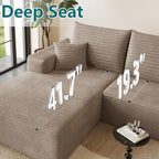95" Modular Sectional Couch, Boneless L Shaped Cloud Sofa with Chaise Lounge, Corduroy Upholstered Couches Memory Foam Deep Seat, No Assembly Required, Ideal for Living Room(Camel, Left Facing)