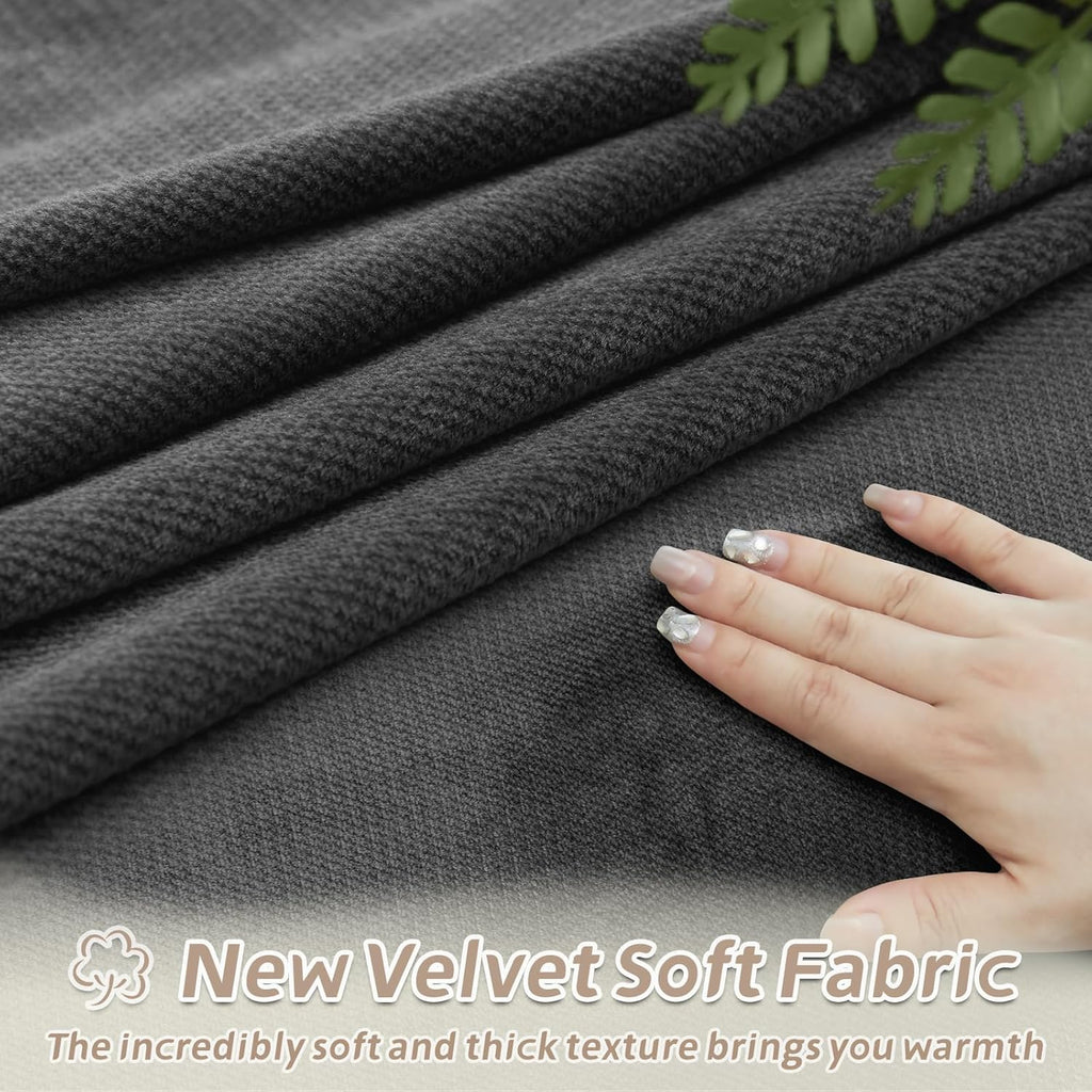 Arfntevss Sectional Recliner Couch Covers Velvet Washable Corner Sectional Sofa Cover for Reclining Stretch Soft Thick L Shape Recliner Slipcover Set (5 Seat with 1 Console Cover, Charcoal Gray)