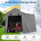 GAOMON 6'x8' Outdoor Portable Garage, Waterproof & UV-Resistant Storage Shed with 2 Roll-Up Doors, Carport Tent for Motorcycle, Bike, and Tools, Gray