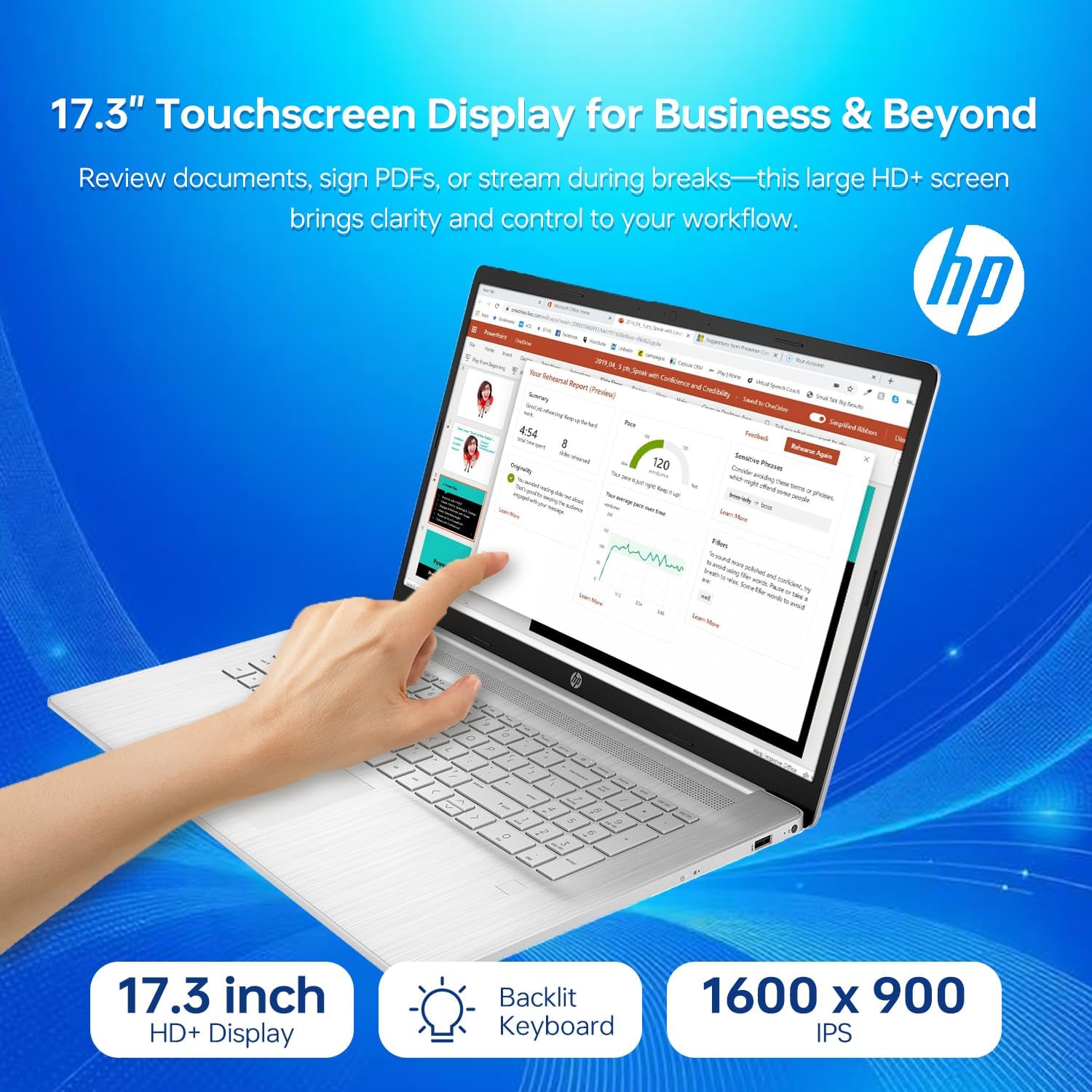 HP 17 Laptop  17.3" HD+ Touchscreen Display  12th Gen Intel Core i7-1255U  64GB RAM  2TB SSD  Webcam  HDMI  SuperSpeed USB Ports  Wi-Fi 6  Windows 11 Home  Silver