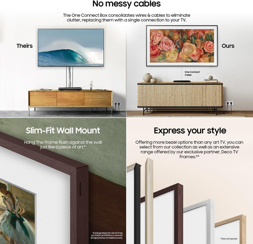SAMSUNG 55-Inch Class QLED 4K LS03D The Frame Series Quantum HDR Smart TV w/Dolby Atmos  Art Mode  Anti-Reflection  Customizable Frame  Slim Fit Wall Mount with Alexa Built-in (QN55LS03D  2024 Model)