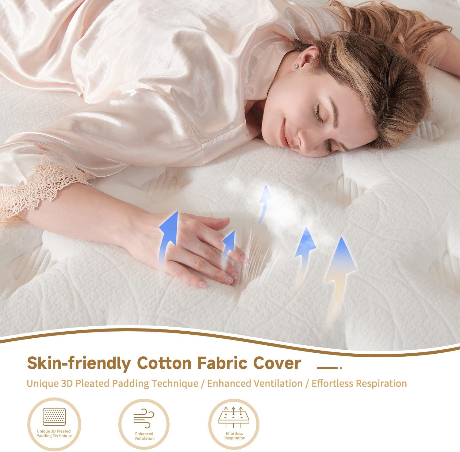 10 Inch Queen Size Hybrid Mattress with Gel Memory Foam and Individual Pocketed Coils for Motion Isolation & Edge Support, Medium Firmness for Pressure Relief, CertiPUR-US Certified,in a Box