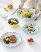 vancasso SELENE Plates and Bowls Set for 6, 18 Pieces Dinnerware Sets, Mircowave and Dishwasher Safe Dishes Set, Porcelain Pastel Dinnerware