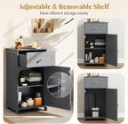 Giantex Floor Bathroom Storage Cabinet - Freestanding Cabinet with Drawer, Door, Adjustable Shelf, Anti-Tipping Device, Storage Organizer for Sofa Side, Bathroom, Living Room
