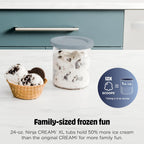 Ninja CREAMi Deluxe Ice Cream Maker, Treats and Frozen Desserts, Sorbet, Milkshakes, Yogurt and More, 11-in-1 Programs, XL Capacity, Includes Two 24-oz Family-Size Tubs, Silver, NC501