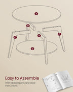 VASAGLE MAEZO Collection - Round Coffee Table, 2-Tier Center Table with Storage, Tapered Legs, Curved Transitions, 31.5 Dia. x 17.7 H Inches, Easy Assembly, for Living Room, Charcoal Gray ULCT243B22