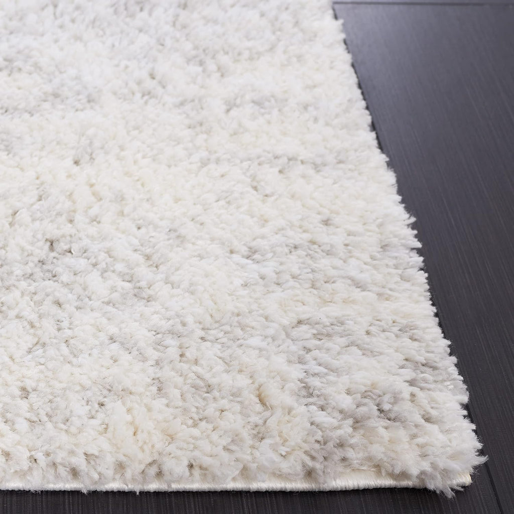 SAFAVIEH Berber Shag Collection Area Rug - 9' x 12', Ivory & Light Grey, 1.2-inch Thick Ideal for High Traffic Areas in Living Room, Bedroom (BER563F)