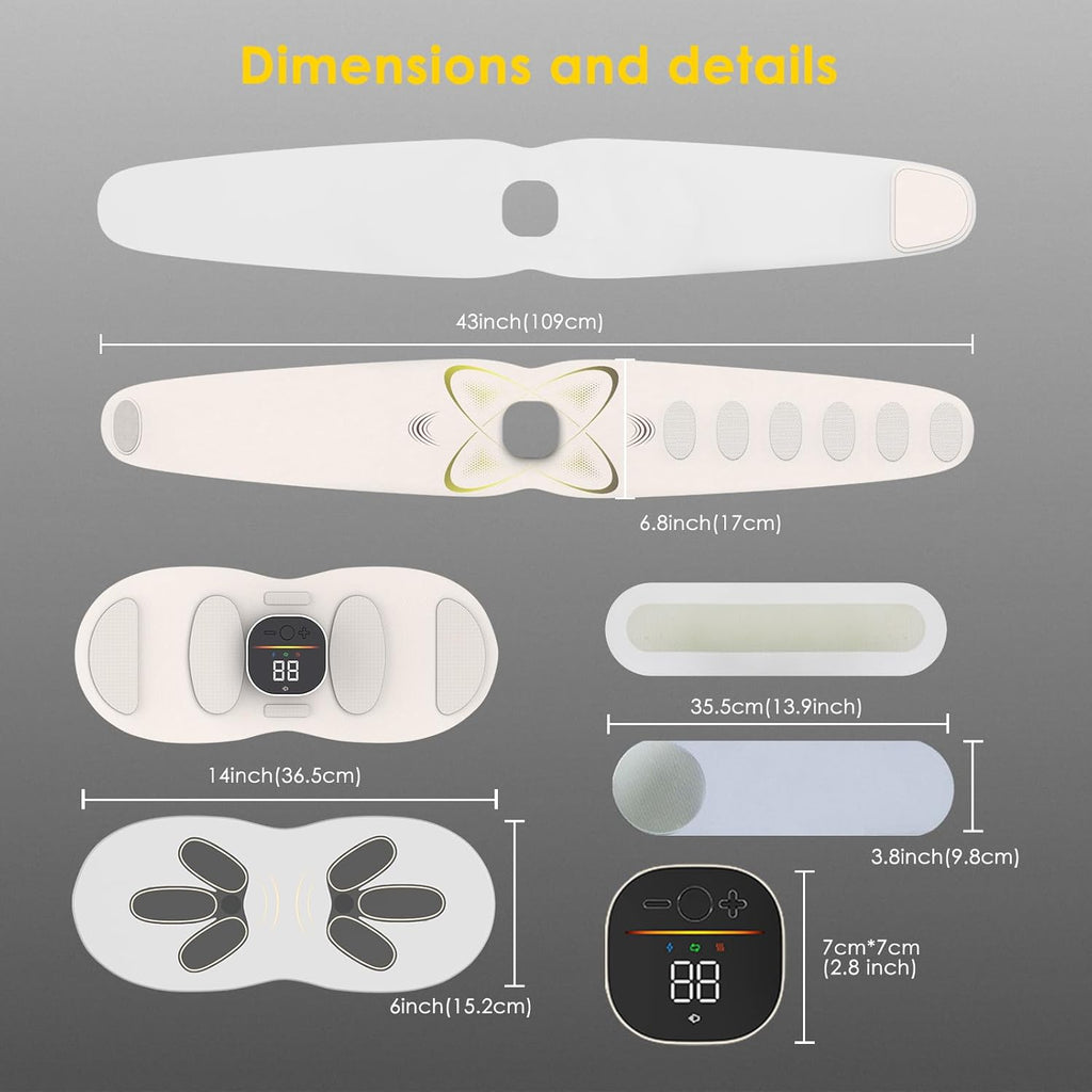 Abs Stimulator Abdominal, ab Belt Muscle Stimulator with Heat for Belly Fat Loss, Stomach Cellulite Melting, Postpartum Care Smooth & Firming, Lower Back Massager for Pain Relief Women Men Gifts
