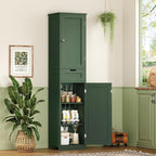 Iwell Tall Bathroom Storage Cabinet with 2 Doors & 1 Drawer, Narrow Storage Cabinet with Adjustable Shelves, for Living Room, Bathroom, Kitchen, Forest Green