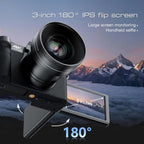 Digital Cameras for Photography with WiFi&App Control  Ture 4K&48MP Vlogging Camera for YouTube Compact 16X Zoom Autofocus  Anti-Shake for Entry-Level User  Beginners  Macro&Wide Lens-32GB Card(Black)