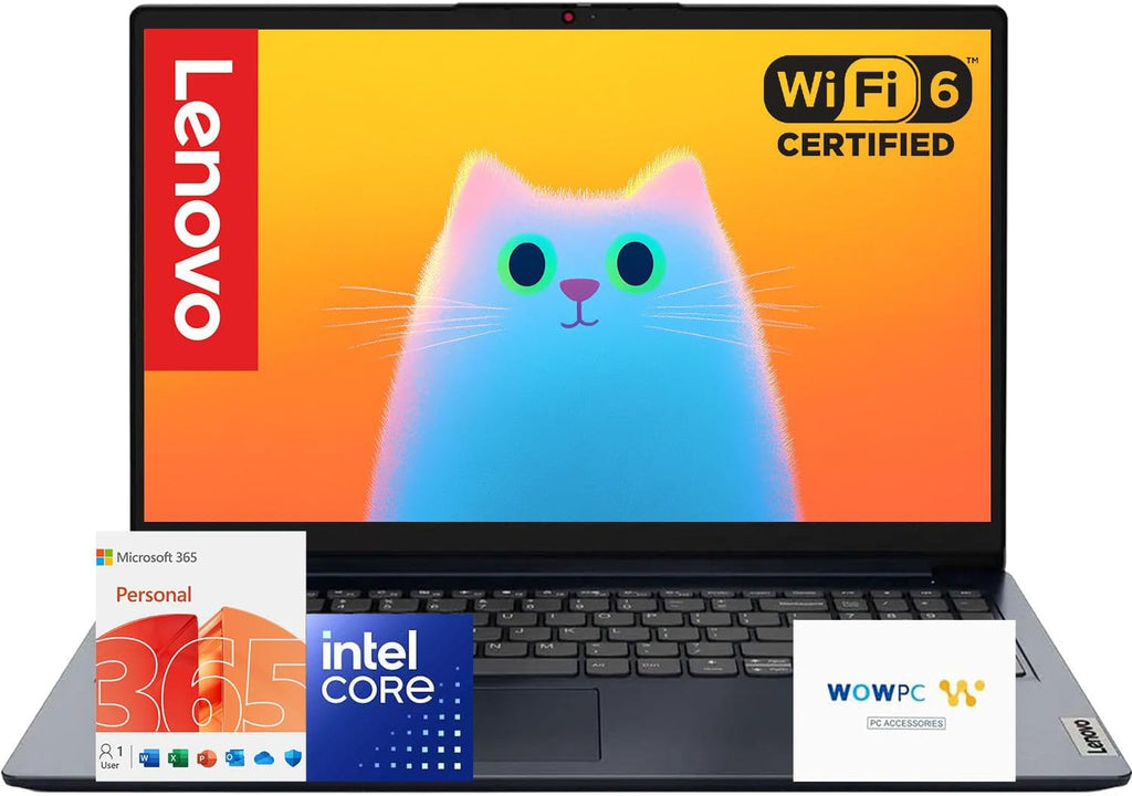 Lenovo IdeaPad 15.6" FHD Business Laptop • Microsoft Office 365 • 1.1TB Storage • DDR4 • Intel Dual core • 1TB Cloud and 128GB SSD and • WiFi 6 • Copilot AI • Windows 11 no Mouse • Essential Laptop