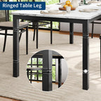 Garvee Large Dining Table for 6-8 People, 79" Wooden Kitchen Table with Sturdy Metal Frame, Dining Room Table for Dining Room, Kitchen, Black Leg & Marble White