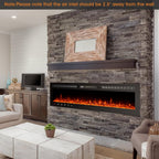 80 inch Ultra-Thin Electric Fireplace Recessed and Wall Mounted with Touch Screen Control Panel/Remote Control- Timer,Realistic 5 Flame - Log & Crystal Hearth Options