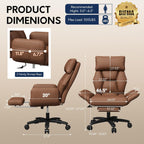 Cross Legged Office Chair with Pets Friendly Arms, Plus Size Criss Cross Desk Chair, Big and Tall Office Chair with Foot Rest, Reversible Armrests & Wide Seat, Brown