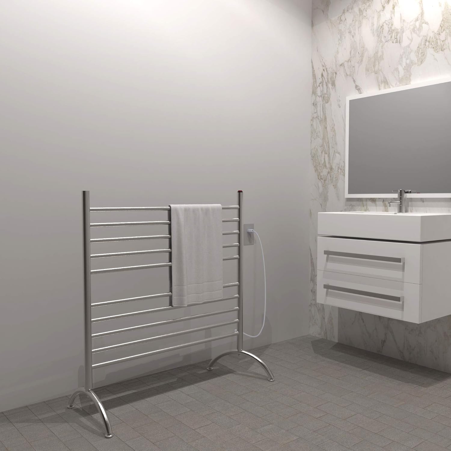 Amba Solo 33" Freestanding 10 Bar Towel Warmer in Brushed