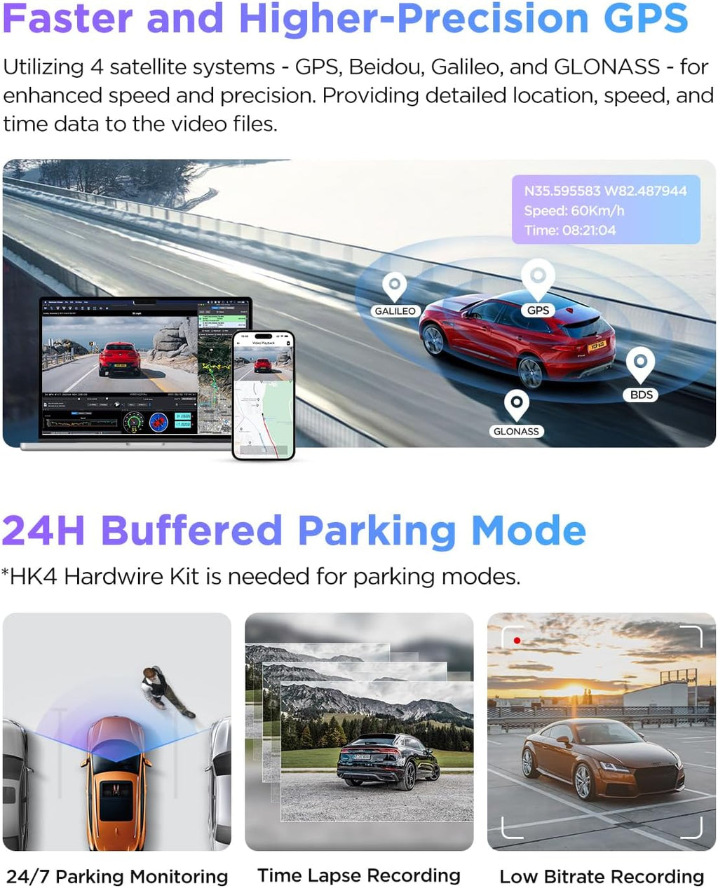 VIOFO A229 Pro 4K HDR Dash Cam  Dual STARVIS 2 IMX678 IMX675  4K+2K Front and Rear Car Camera  2 Channel with HDR  Voice Control  5GHz WiFi GPS  Night Vision 2.0  24H Parking Mode