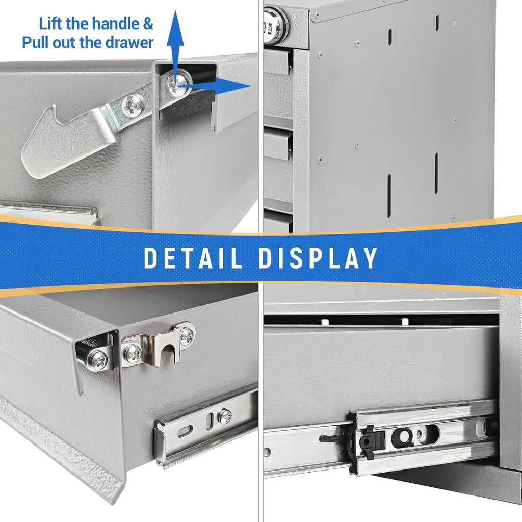 AA Products 2 Drawer Cabinet Set with Password Lock Designed for 16" D AA Van Shelving, Set of 2 Steel Storage Cabinet for Van, Utility Garage, 15.75’’W x 12.5’’H x 15.6”D