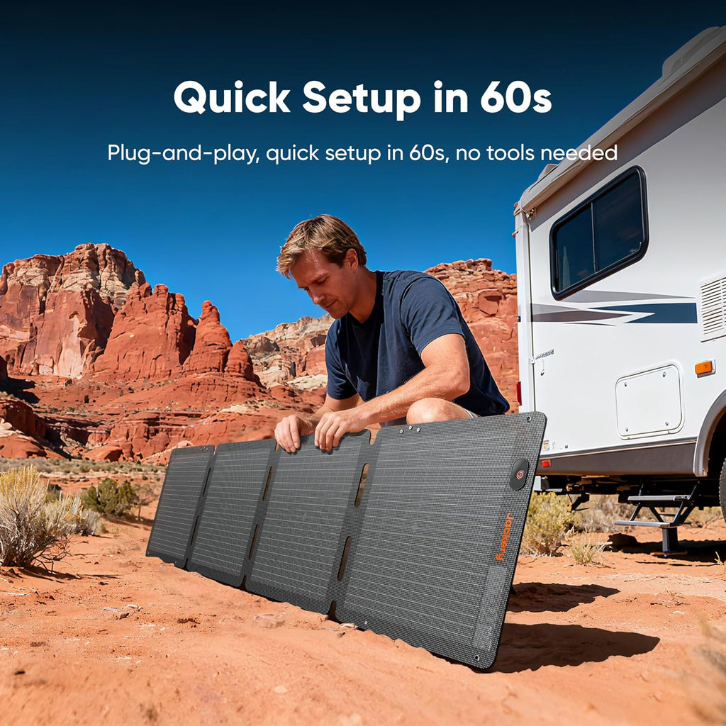 Jackery SolarSaga 100W Air Solar Panel  23% Conversion Efficiency Bifacial Panels  IP65 Waterproof  Foldable and Portable Solar Charger for Power Stations  RVs  Camping  Off-Grid Life  and PV Charging