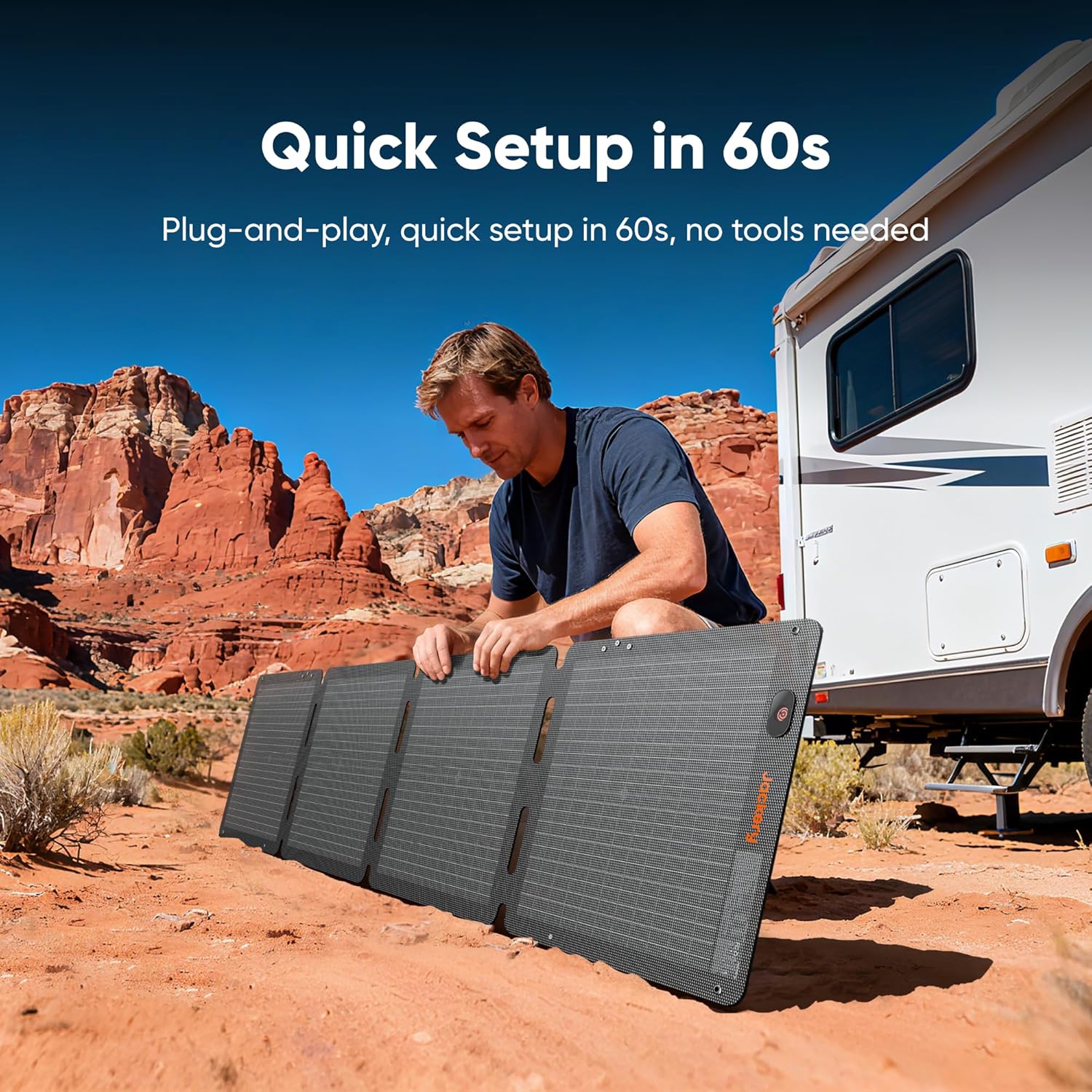 Jackery SolarSaga 100W Air Solar Panel  23% Conversion Efficiency Bifacial Panels  IP65 Waterproof  Foldable and Portable Solar Charger for Power Stations  RVs  Camping  Off-Grid Life  and PV Charging