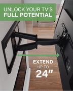 SANUS Full Motion TV Wall Mount for TVs up to 90" - Premium Design Extends 24" with Fingertip Swivel and Tilt - Easy 20 Minute Install - OLF24