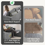 108" Modular Sectional Sofa, Compression Sofa with Deep Seat, Modular L-Shape Couch with Chaise, Upholstered Couches for Living Room Bedroom, No Assembly Required (Grey Corduroy, 108" L Shape)