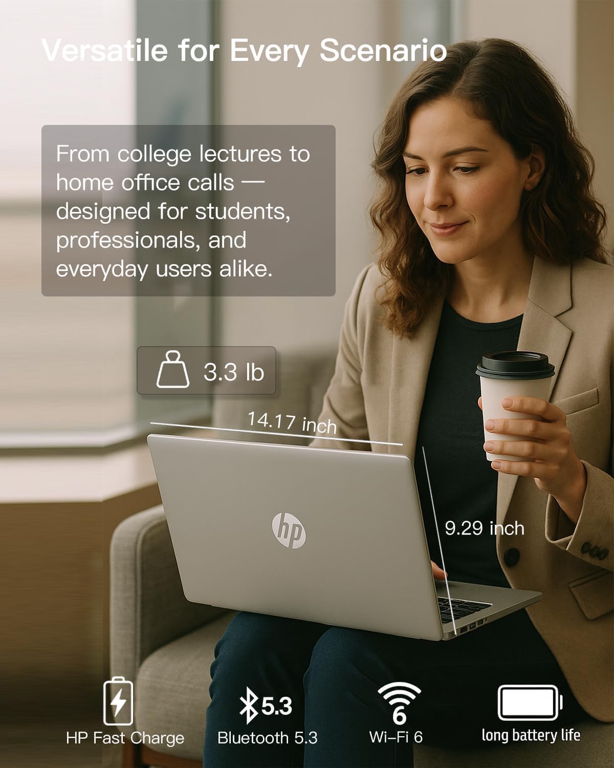 HP Latest 15.6" FHD Business Laptop  Intel Dual Core Processor Series  8GB RAM | 256GB PCIe SSD  Wi-Fi 6  Copilot AI  SD Card Reader  Win11 Pro with Office 365 for The Web  for Work&Study