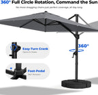 HOMSHADE 9x12FT Cantilever Patio Umbrella Outdoor with Base- Large Offset Heavy-Duty Aluminum Umbrella with 360° Rotation  6 Tilts  Windproof  3-Year Fade Resistance for Pool Deck  Rectangular  Grey