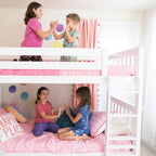 Max & Lily Bunk Bed Twin over Twin, Solid Wood Bunk Bed Frame with Ladder for Kids, 14" Safety Guardrails, Easy Assembly, No Box Spring Needed, White