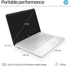 HP 14" Laptop Computer 2025-2026 Business Student  Copilot AI  Lifetime Office  4-Core Intel CPU  16GB RAM  628GB Storage (128GB UFS+500GB Ext)  Wi-Fi 6  10+ Hrs  MarxsolAccessory  Win 11 Pro  Green