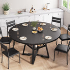 Jocoevol 51'' Round Dining Table,Kitchen Dining Room Circle Dinner Pedestal Table,Space Saving Wood Kitchen & Dining Room Furniture (Black, 51In)