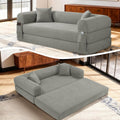 4-in-1 Folding Convertible Sofa Bed, 80 Inch Corduroy Upholstered Boneless Couch, Loveseat Sleeper with Pull Out Bed, Floor Sofa Modular Futon Teddy Sofa for Living Room Bedroom Lounge, Light Gray
