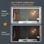 New LED Bathroom Mirror 72x36 Inch with Front and Backlit, CRI 90+, 3 Colors & Stepless Dimmable Lighted Bathroom Mirror, Anti-Fog, Memory, Top-Grade Tempered Glass, Rotatable