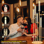 10 Set 5 Arm Golden Candle Holder with Acrylic Lampshade, 41.3'' Tall Candlesticks Holder for Christmas Wedding Housewarming Gift,Metal Candle Holders Candlestick Centerpiece,Fit 0.87'' LED Candle