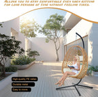 Hanging Egg Chair with Stand & Cushions - All-Weather Rattan Swing Chair for Patio, Balcony, Garden (Modern Boho Design, Ready-to-Use Indoor Outdoor)-Beige