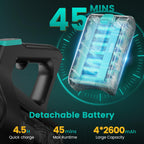Zefiro 350W Cordless Vacuum Cleaner,45Mins Runtime Vacuum Cleaners for Home, Anti-Tangle and 1.5L Dust Cup, Lightweight Vacuum for Hardwood Floor Carpet Pet Hair (Green)