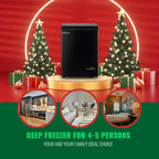 Chest Freezer 5.0Cubic Feet Deep Freezer Freestanding Freezers with 2 Removable Stainless Steel Basket, Mini Freezer Top Open Door Compact Freezer with Electronic Control 41℉ to -15℉BLACK