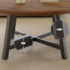 GarveeHome Round Coffee Table 36" Center Table,Large Coffee Table Industrial Accent Tables with Adjustable Feet, Living Room Tables with Thickened Legs and Designed Wood Grain, Easy Assemble