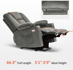 MCombo Power Lift Recliner Chair with Massage and Heat for Elderly People, Cup Holders, USB Ports, Side Pockets, Fabric 7529 (Medium, Grey)
