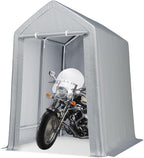 GarveeLife Carport Canopy, 6x9 ft Heavy Duty Carport Waterproof, Portable Garage With Removable Sidewalls & Doors Car Canopy With All-Season Tarp for Motorcycle, Bike, Garden Tools, Grey
