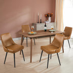 Modern Upholstered Dining Chairs Set of 4 with Thick Seat Cushion and Curved Back, Synthetic Leather Mid-Century Dinner Chair for Kitchen, Dining Room,Cafe (Faux Leather-Brown, Set of 4)