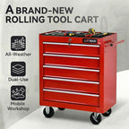 5 Drawers Tool Cart on Wheels, Rolling Tool Chest Tool Storage, Drawers Rolling Tool Trolley Organizer Tool Case for Garage,Warehouse,Workshop,Repair Shop (5 Drawers-Red)