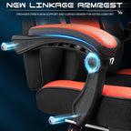 Gaming Chair with Footrest, Video Game Chair for Adults, Big and Tall Computer Chair with Massage Lumbar Support 330lb Weight Capacity, Ergonomic Adjustable Height and 360° Swivel Seat (Red)